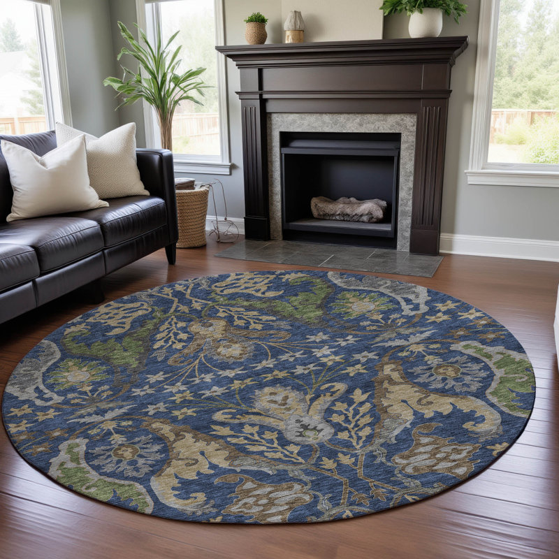 Premium Machine Washable Gurubaksh AMF1153 Global Rug, Rond 8 pi