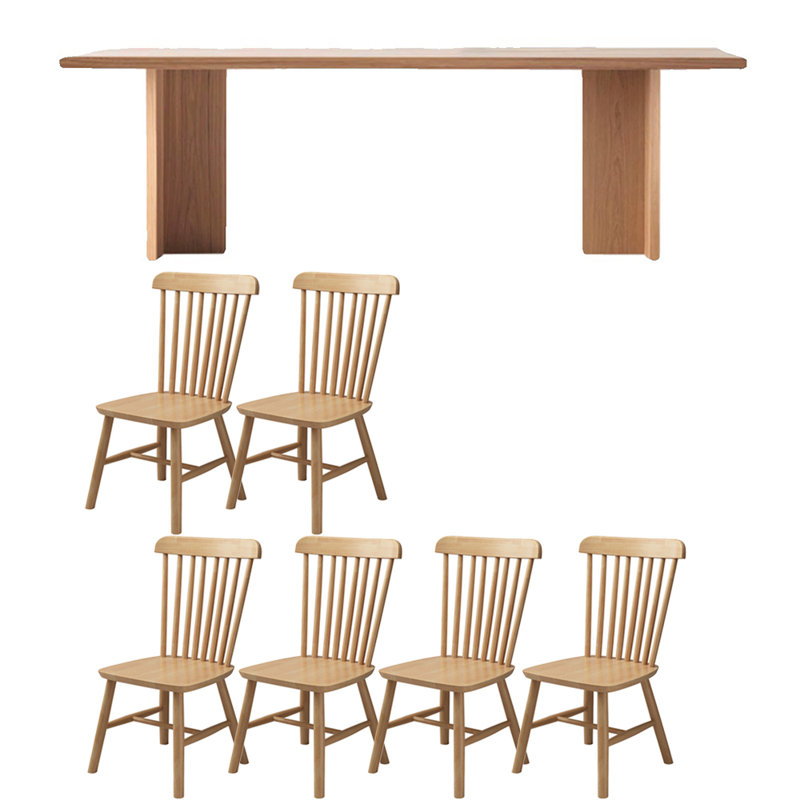Ensemble de table de salle à manger en bois massif de style nordique, H 29,5 po x L 70,8 po x l 31,4 po