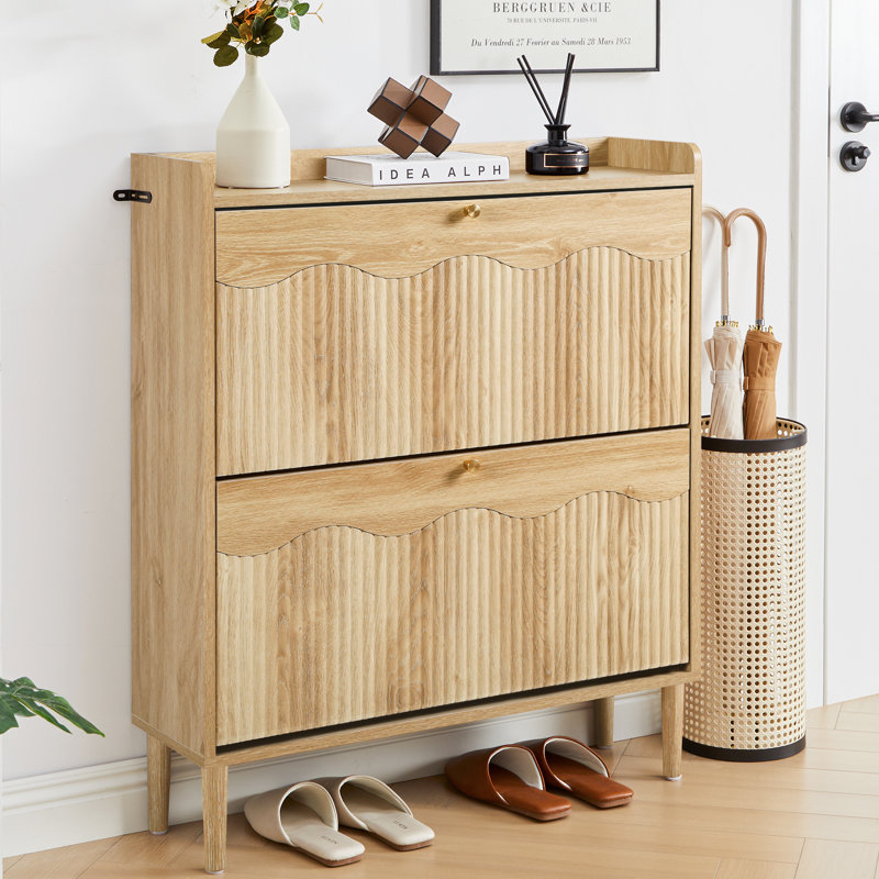 12 Pair Flip Down Shoe Storage, Yellow