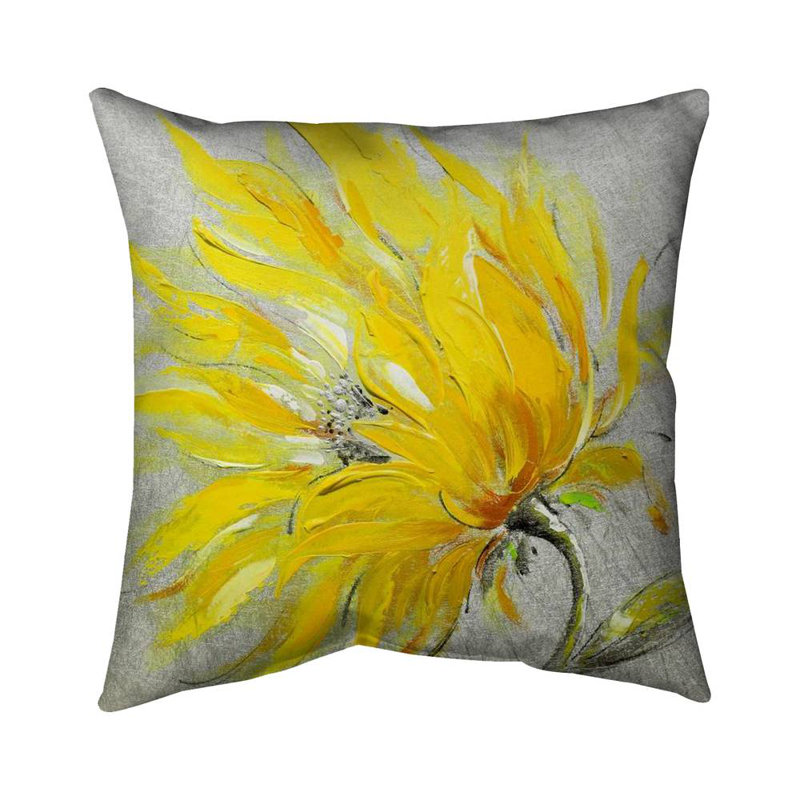 Yellow flower - 16"x16" Throw pillow - Poly twill - Print on demand, 16x16