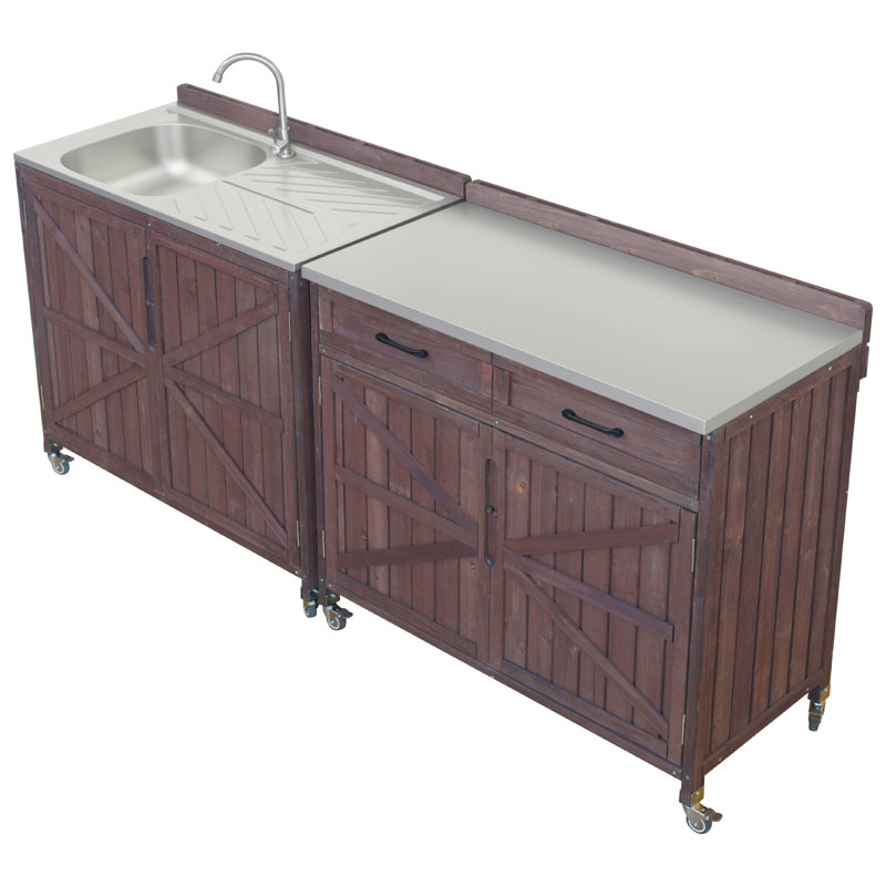 Ensemble de cuisine modulaire d'extérieur 2 pièces 2 pièces, Brun