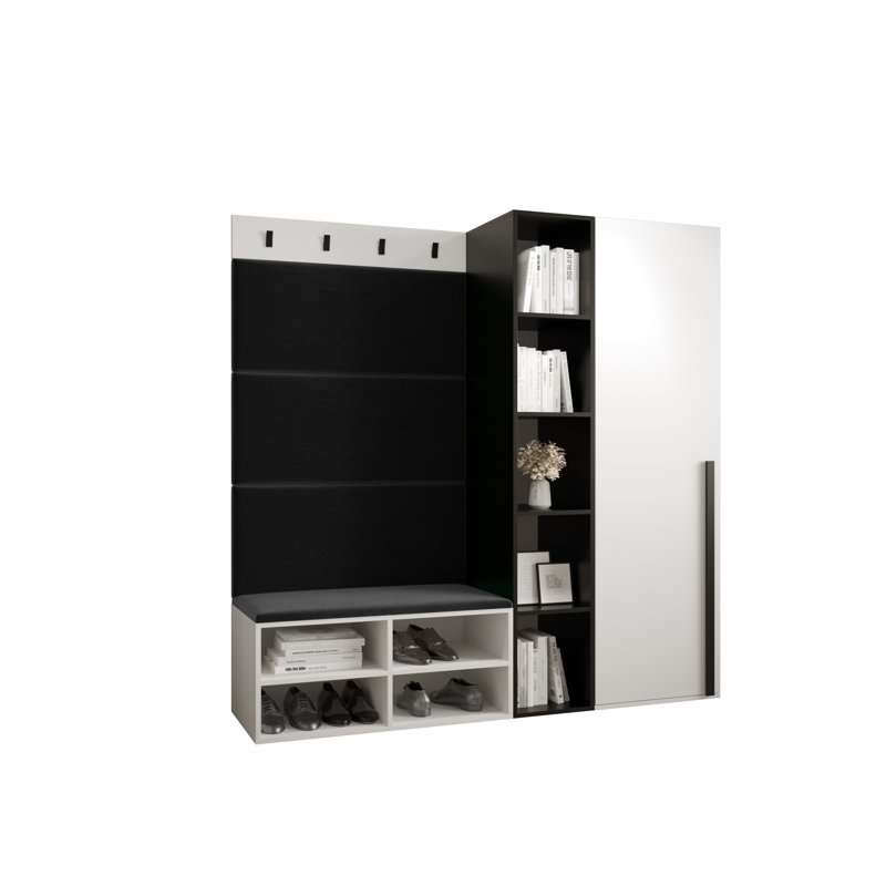 Jais Hallway Set with Storage Bench and Shoe Storage, Oak/Black