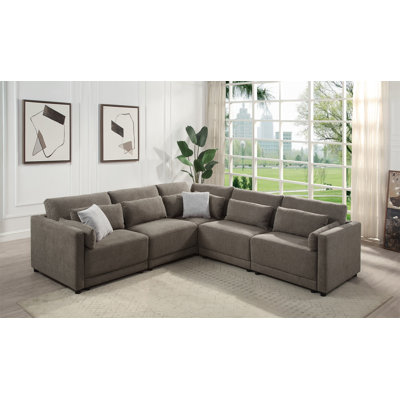 Canapé modulaire en lin avec coussins 5 pièces Rylie