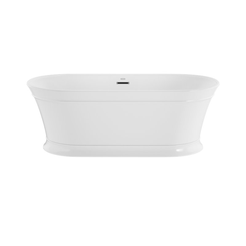 Lyndsay 67" x 32" Freestanding Soaking Acrylic Bathtub with Faucet, Brushed Nickel