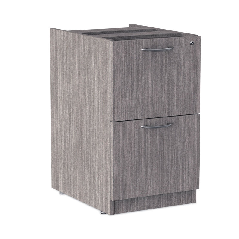Gray Lockable 2-Drawer Legal Size Pedestal File Cabinet