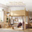 Lit mezzanine en bois massif UnaCubby avec garde-corps pleine longueur et échelle intégrée-301655321-301655327