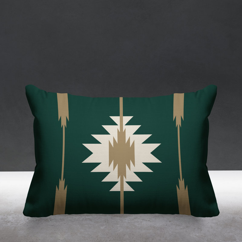 Coussin décoratif intérieur / extérieur Jolon Southwestern, 15 po x 15 po, Émeraude, Carré