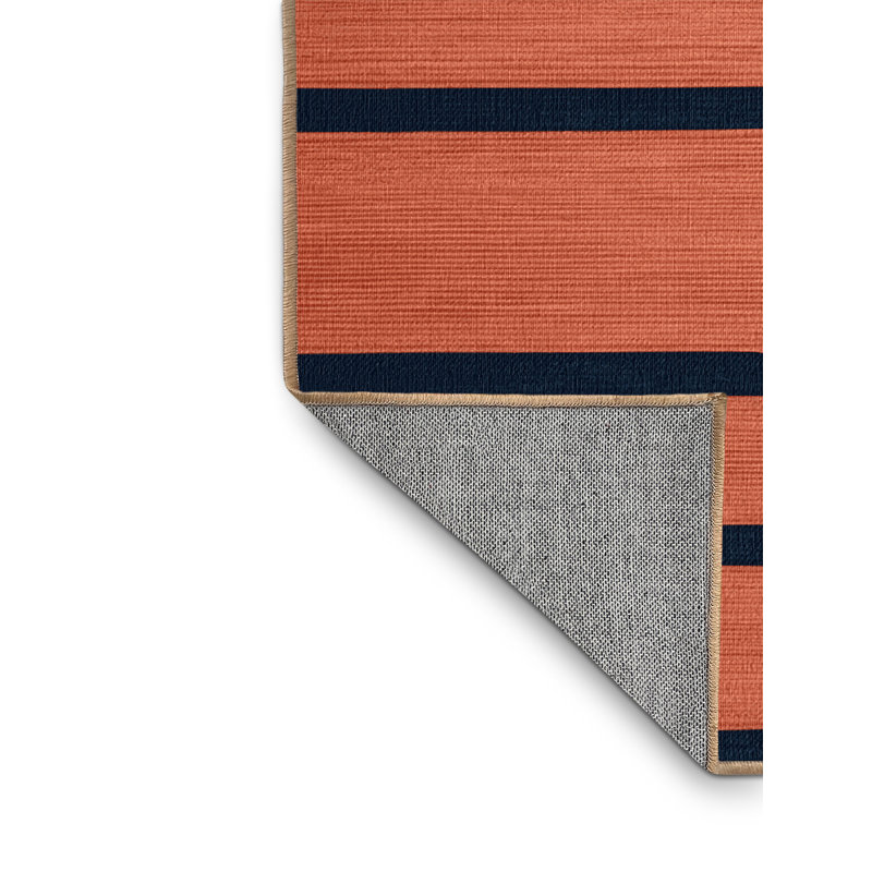 Machine Washable Horizontal Stripes Pink Area Rug, Round 4'
