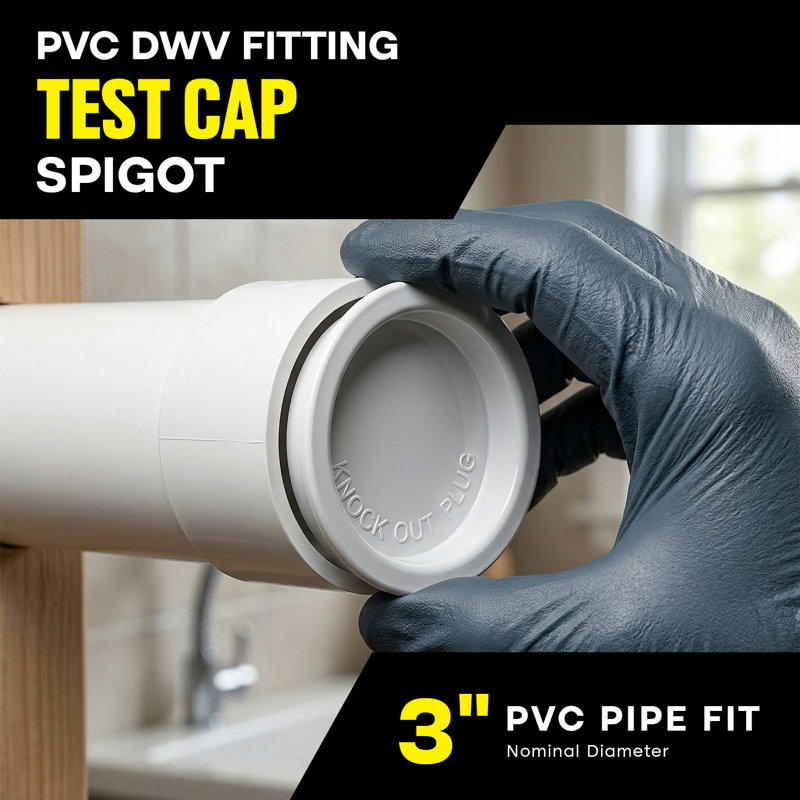Bouchon de test en PVC blanc 3 po, raccord de prise pour les systèmes de plomberie de drainage, d'évacuation et d'évacuation, (paquet de 50)
