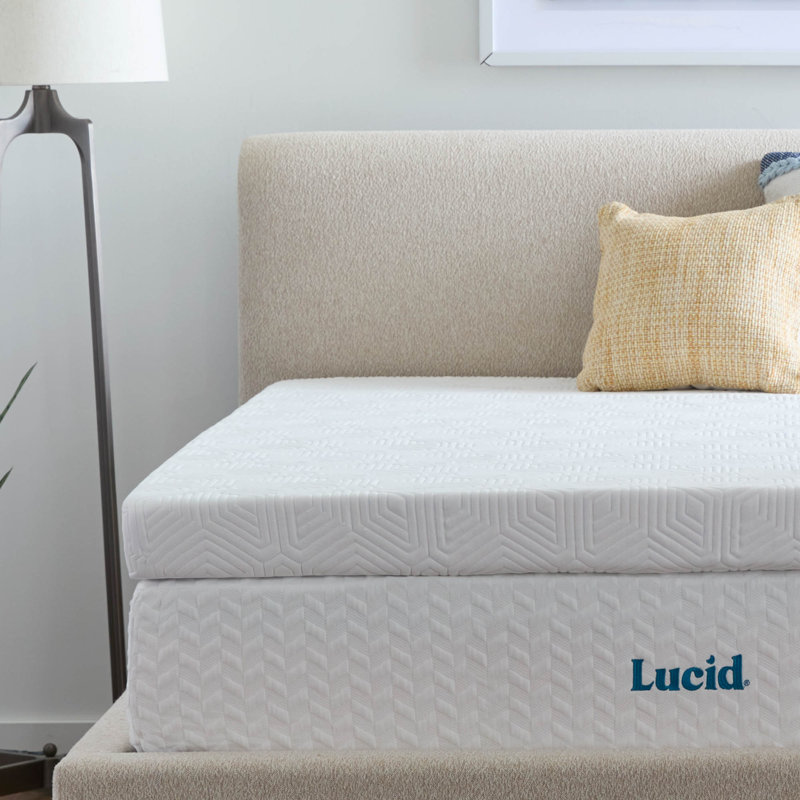 Lucid 4" Lavender and Gel Memory Foam Mattress Topper with cover - Queen, 4 inch, Queen
