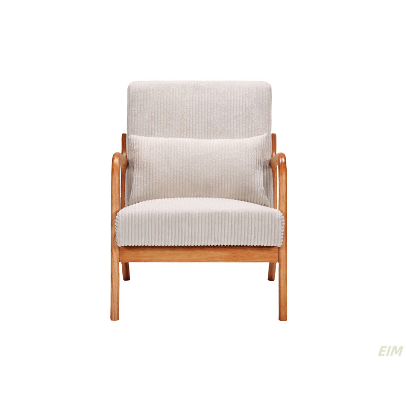 Chaise d'appoint rembourrée Mid-Century , Beige, Naturel