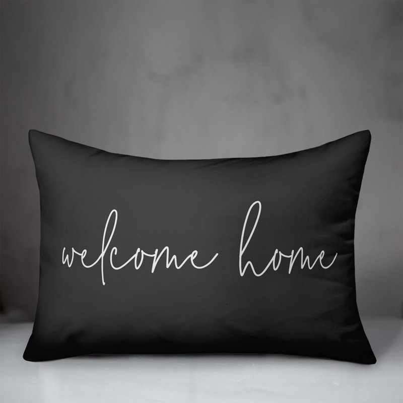  Coussin lombaire intérieur / extérieur Welcome Home, Noir / blanc