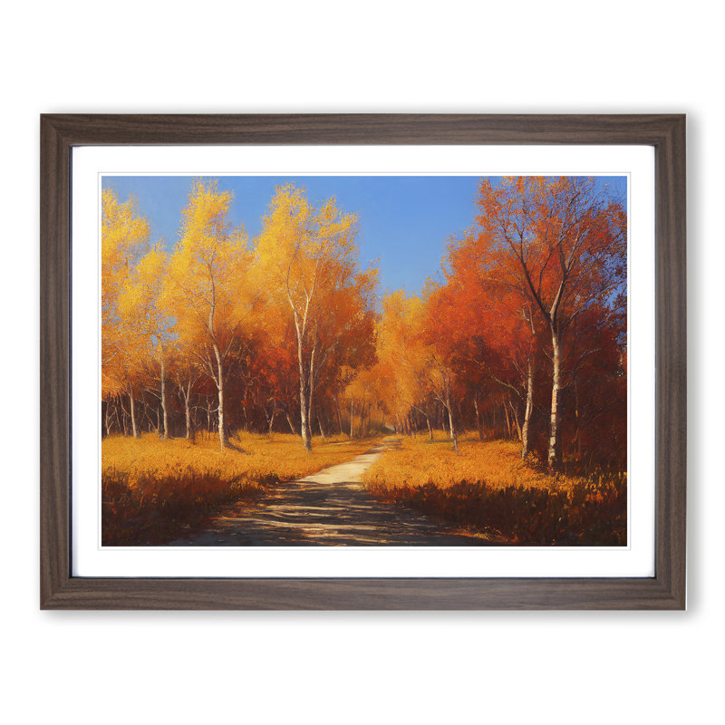 Blooming Autumn Forest - Framed Print, 46cm H x 64cm W x 2cm D, Walnut