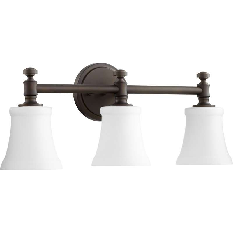 Meuble-lavabo transitionnel 3 lumières Rossington, Bronze huilé, Blanc