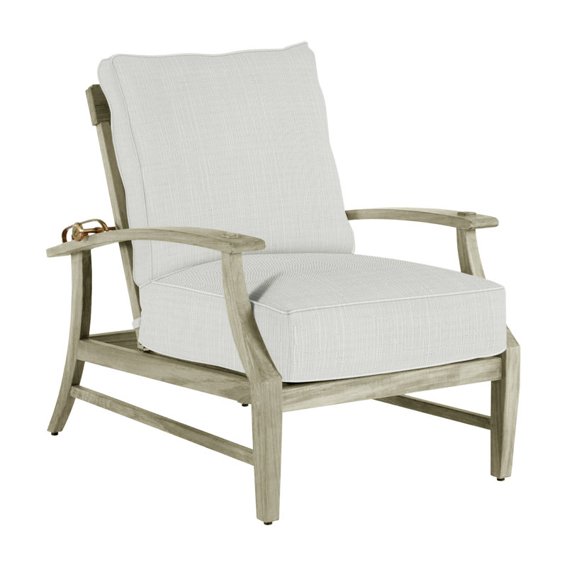 Croquet Teak Patio Chair with Cushions, Welt, Oyster Teak, Verona Silver Sunbrella®