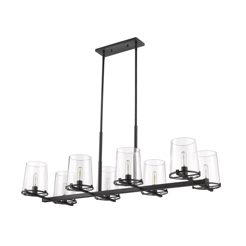Lustre linéaire moderne de style bougie à 8 lumières Catosha, Noir mat