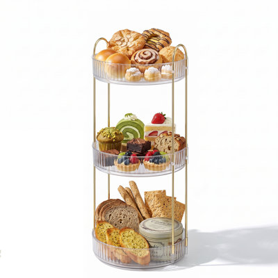 Présentoir de comptoir rotatif à 3 niveaux Sorbus, transparent, pour desserts, pâtisseries, cupcakes, collations et articles de fête.