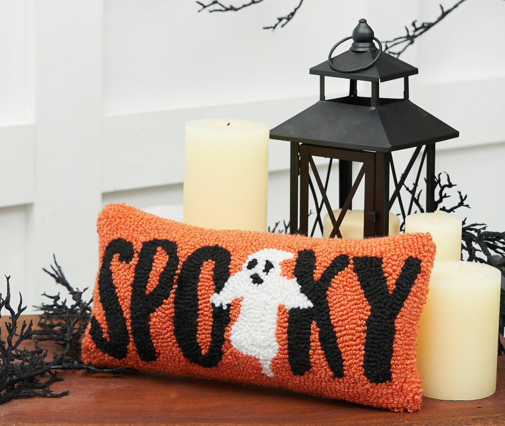 Ghost Patterned Halloween throw pillow cover, tufted accent pillow