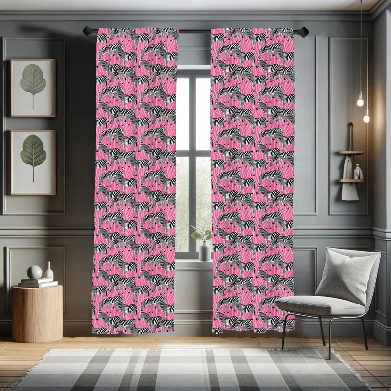 Zebra Semi-Sheer Rod Pocket Curtain Panels, 28" x 84"