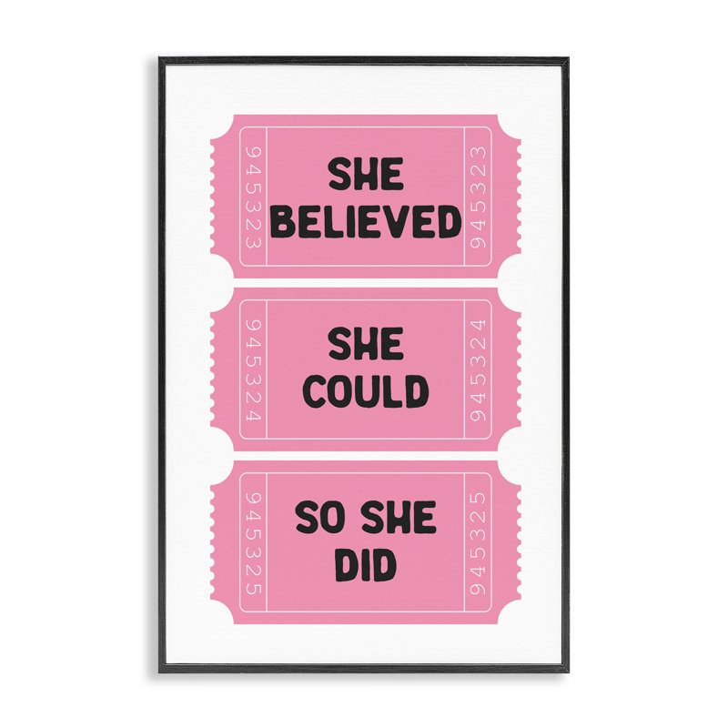 «She Believed Girl Power billets encadrée, estampe numérique, design», H 24 po x l 16 po, Giclée encadrée noir minuit