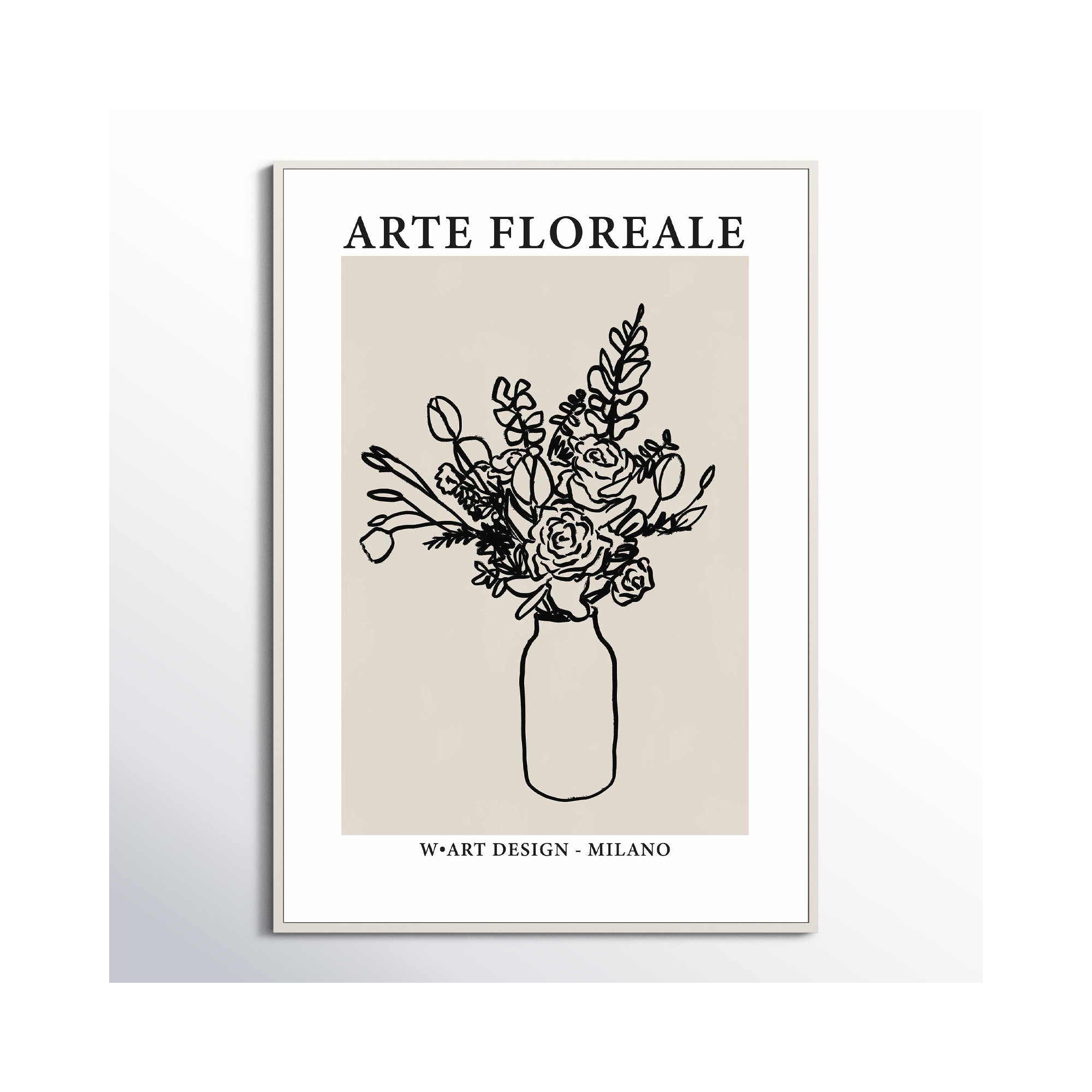 Arte Floreale 2 by Romina Gadler, 50" H x 35" W, Black Canvas Framed