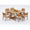 6 Seats 7 Pcs Grade-A Teak Wood Dining Set: 60" Square Rectangle Butterfly Table And 6 Travota Stacking Arm Chairs #11TV1406