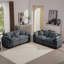 Ensemble de canapé de salon en tissu moderne deux pièces, deux canapés 2 places avec grand fauteuil inclinable à 8 coussins, tissu en velours côtelé gris-954062219