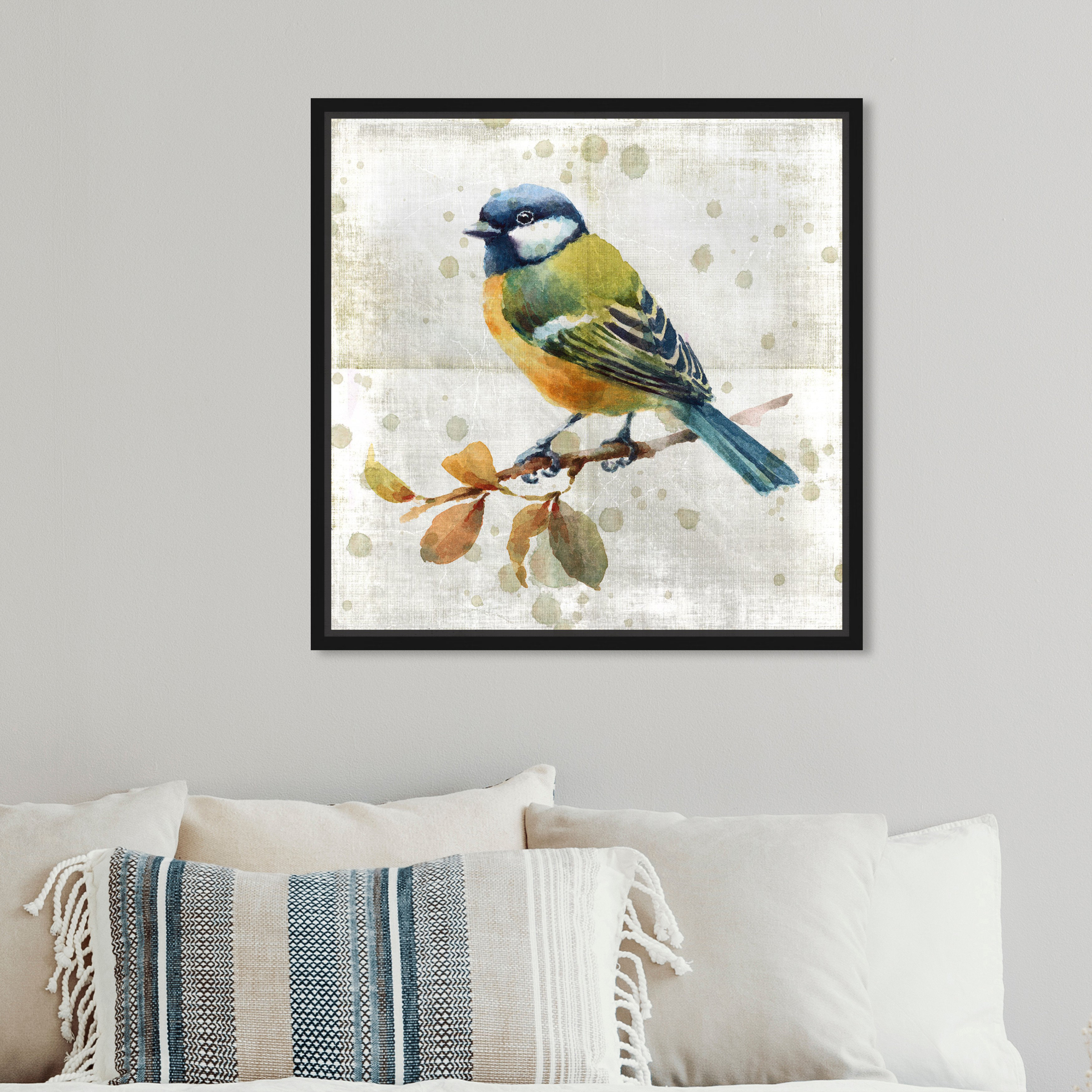 Oliver Gal Blue Bird On Canvas Painting & Reviews | Wayfair