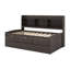 Base de lit en bois avec matelas et tablettes intégrées, trois tiroirs de rangement et un lit gigogne-1748089907