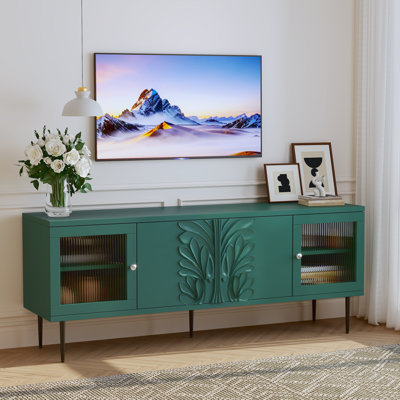 Modern TV Console with 3D Flower Pattern for TVs up to 70"