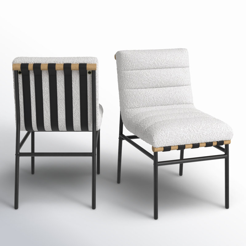 Vincentas Dining Chair, Cream Boucle Fabric