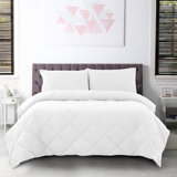 Down Alternative Microfiber Reversible Comforter Set - 3 Pcs All Season Diamond Pattern Comforter with Shams