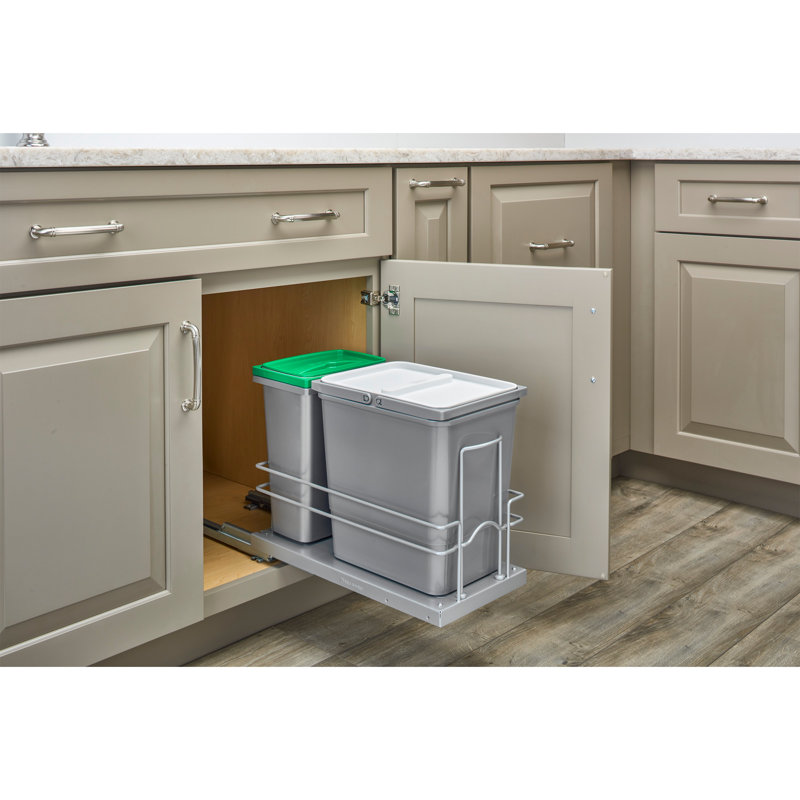 Rev-A-Shelf Undermount Pull Out Trash Can Recycle Bin w/Soft-Close