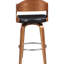 Pivotant Mid-Century de 27 po, ovale sans dossier avec similicuir noir, facile à nettoyer, pour les repas et les coins en cuir, pieds en bois confortables, grandes cuisines ouvertes