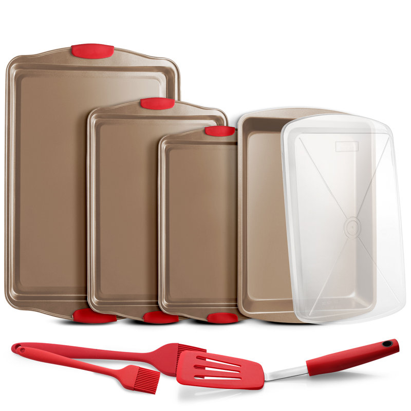 Joytable 8 Piece Non-Stick Carbon Steel Bakeware Set, Brown