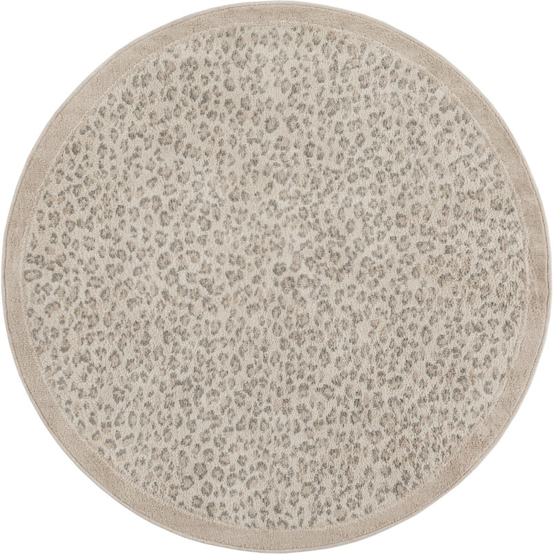 Pardus Teonni Rug, Ivory, Round 5'1"