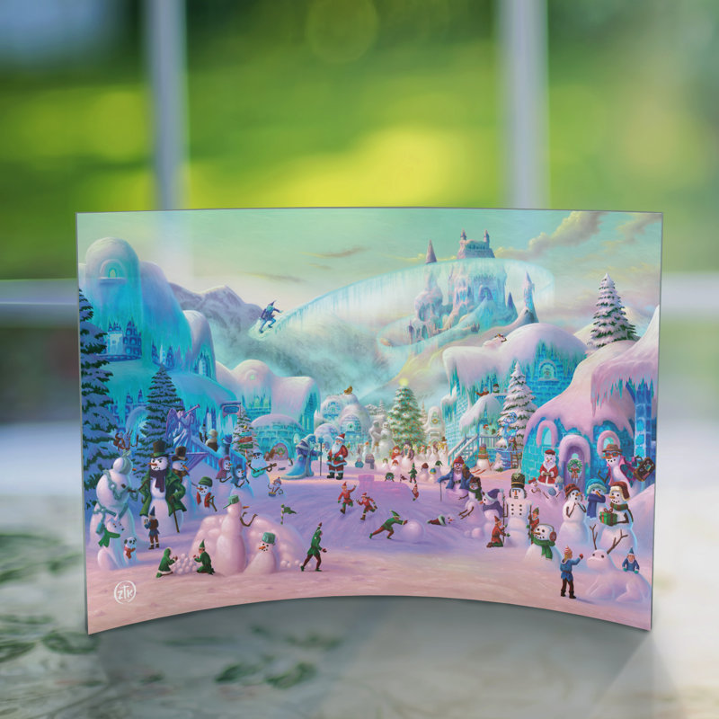 Impression sur acrylique courbée Zac Kinkade (Snowman Sanctuary)