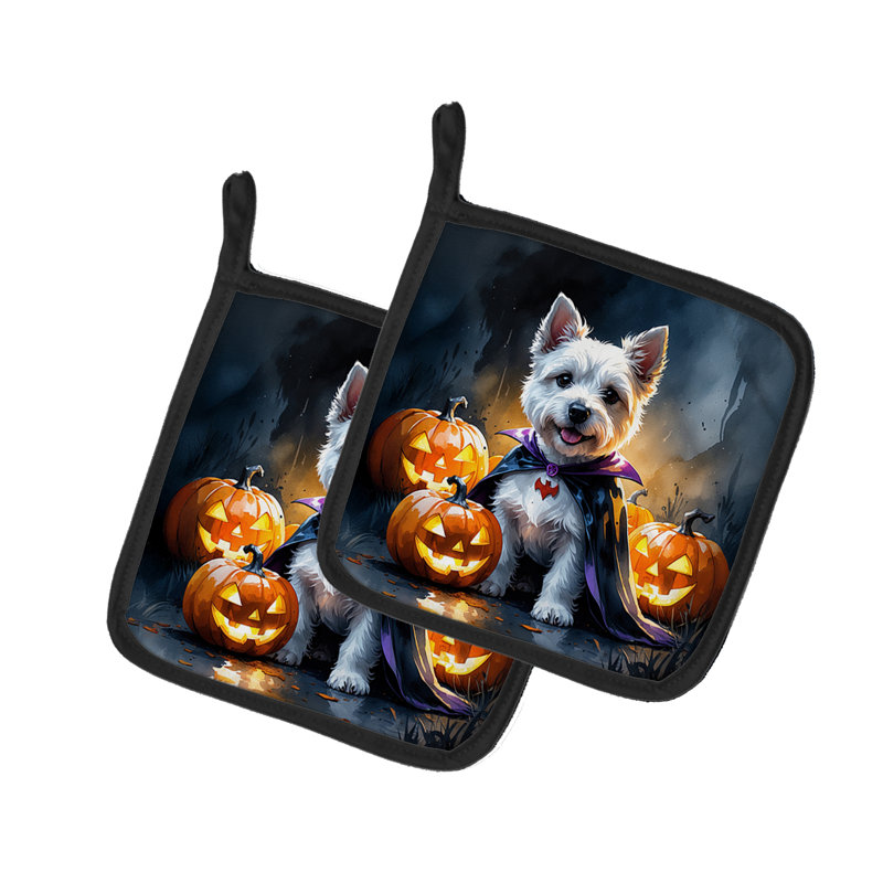Paire de porte-casseroles Westie Spaniel Puppy Halloween