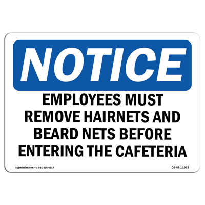 SignMission Employees Must Remove Hairnets and Beard Sign