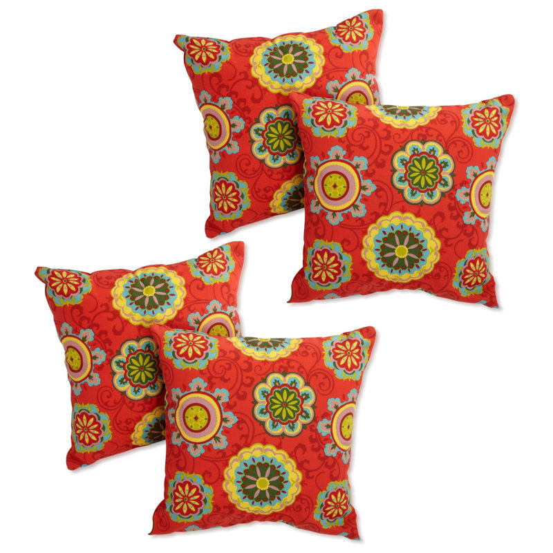 Blazing Needles Indoor/Outdoor Throw Pillow, Farmington Terrace Grenadine