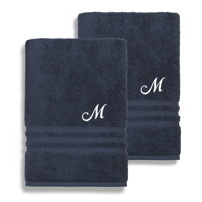 Serviette de bain en coton Denzi 1, Bleu marine, V