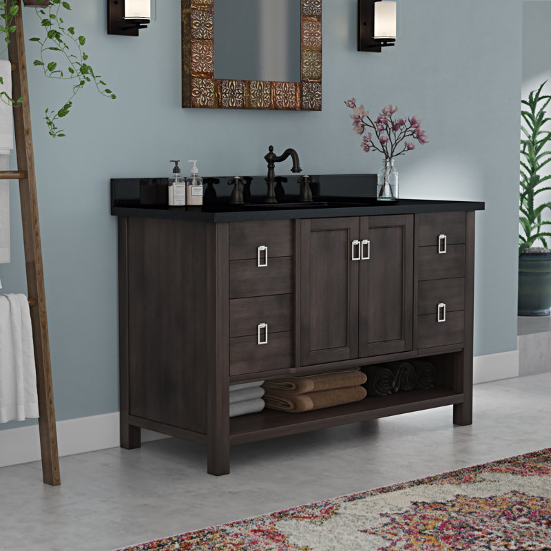 Wilhoit 49'' Single Bathroom Vanity with Top, Silvery Brown/Black Galaxy