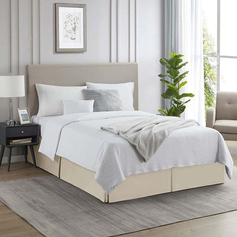 Luxury Pleated 14" Bed Skirt, Beige, Queen