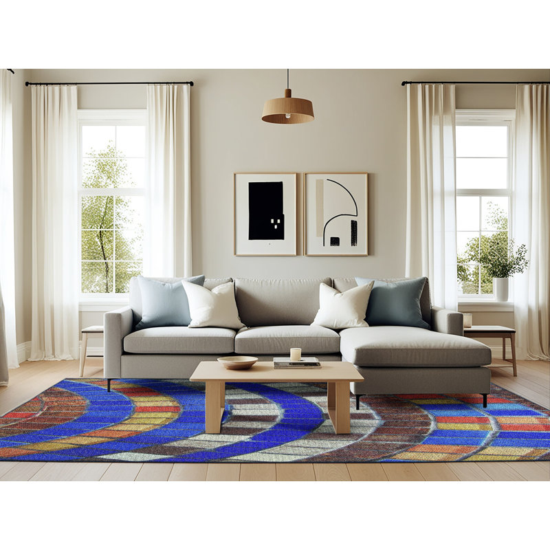 Tapis mauve/brun tissé à la machine, Rectangle 6 pi x 9 pi