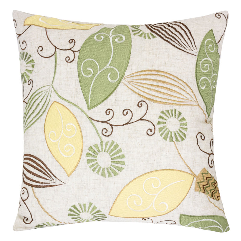Embroidered Linen Throw Pillow
