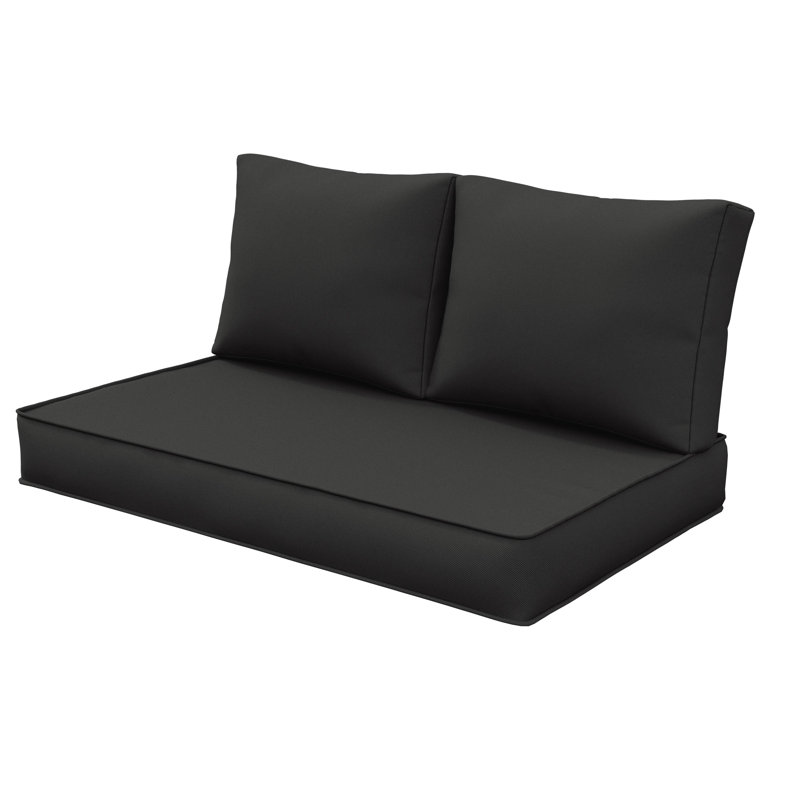 3-Piece Outdoor 5" Replacement Cushion Set Seat/Back Cushion，Only cushions, Black
