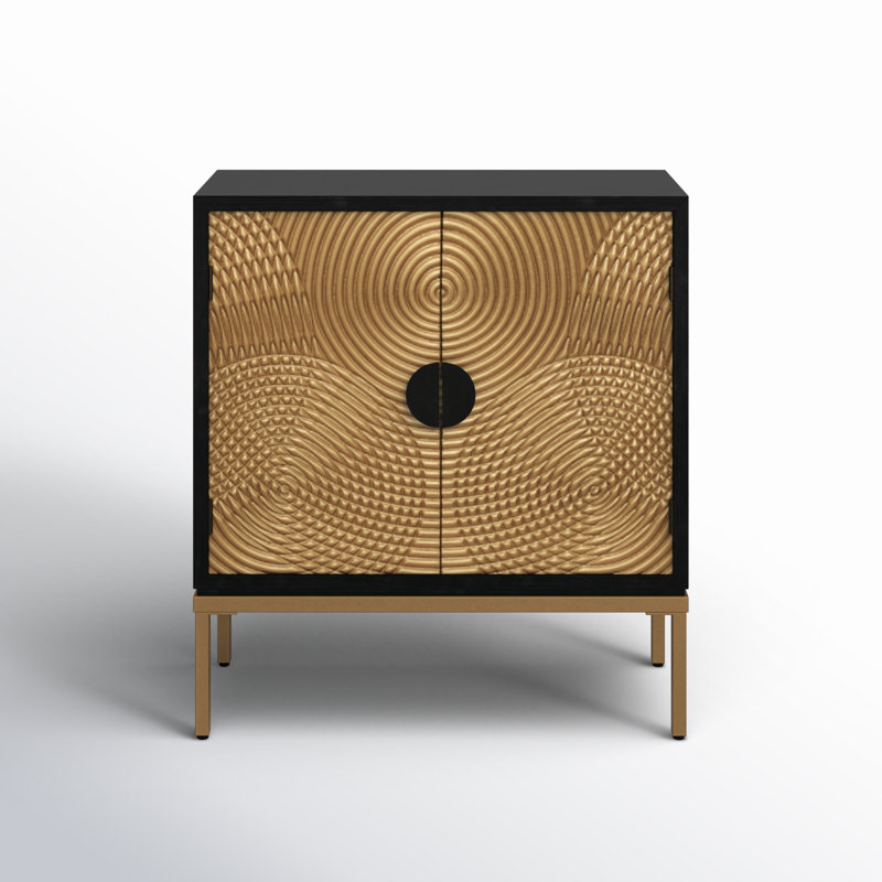 Black and Bronze Ripple Design 2-Door Cabinet