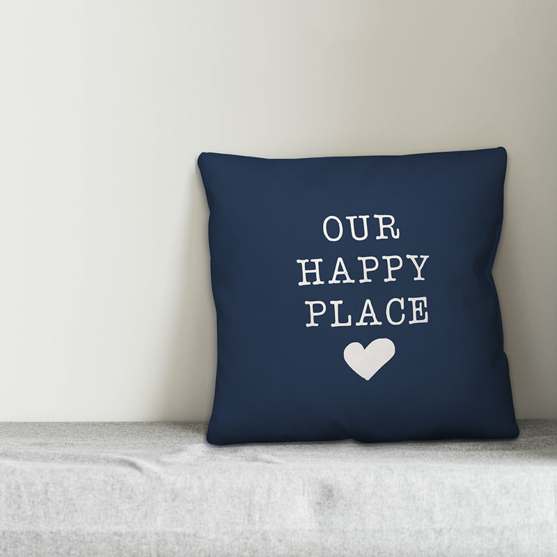 Textual Outdoor Throw Pillow, 16" H x 16" W, Navy