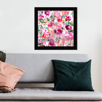 Pink and Purple Abstract Floral Contemporary Frame Art for Living Room - Picture Frame on Paper