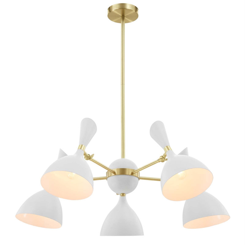 Declare 5-Light 6" Arm Pendant In White, White